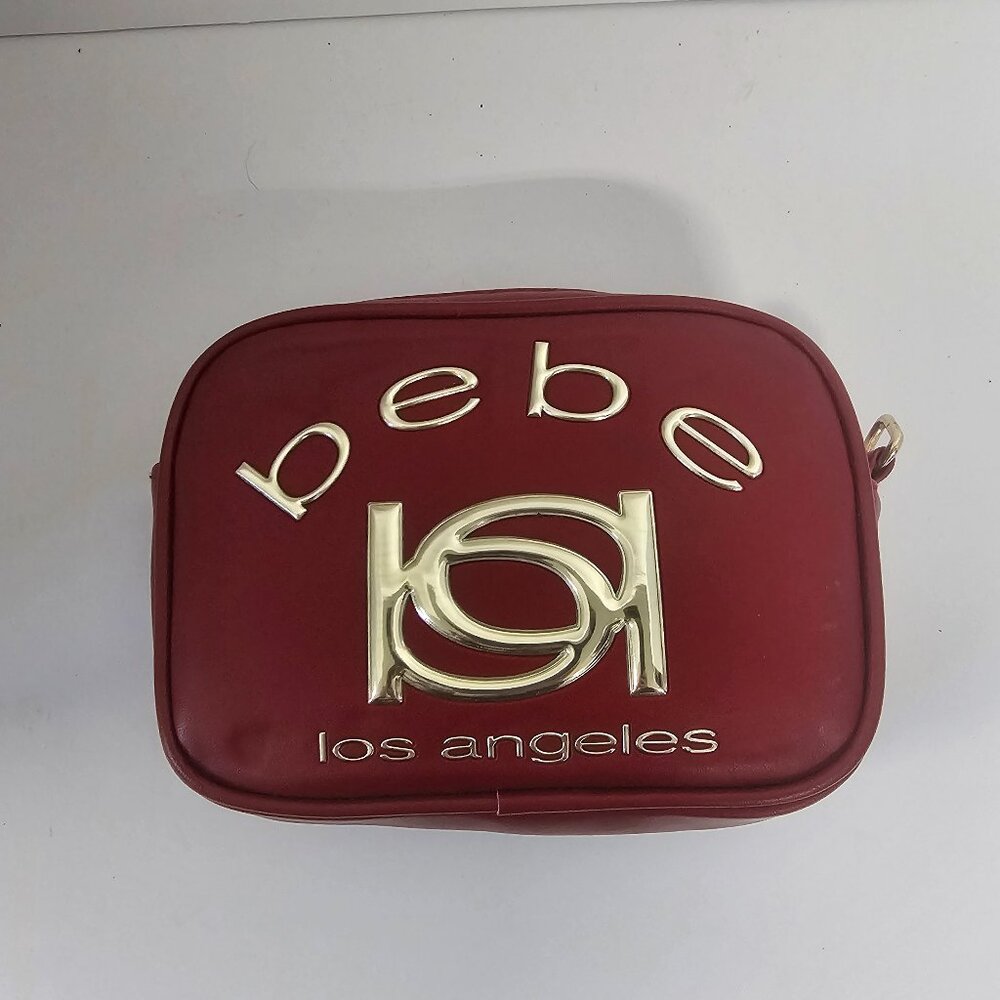 Bebe Pouch Red Faux Leather Cosmetic Travel Casual Utility